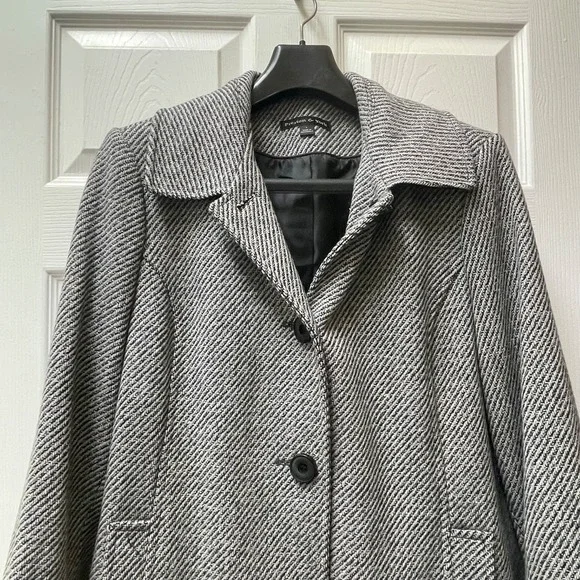 Vintage Preston & York Women's Size Large Plaid‎ Wool Blend Tweed Coat - Picture 2 of 16